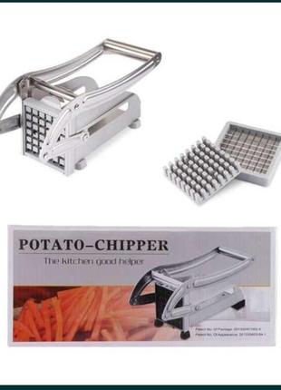 Машинка для нарізки картоплі фрі ручна potato chipper silver7 фото