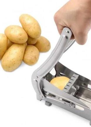 Машинка для нарізки картоплі фрі ручна potato chipper silver4 фото