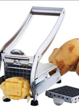 Машинка для нарізки картоплі фрі ручна potato chipper silver6 фото