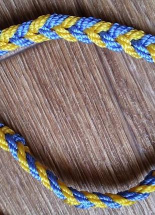 Сине-желтый плетеный браслет (24 см)4 фото