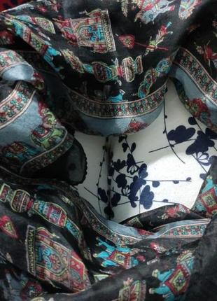 Шелковый шарф со слонами индийская тематика6 фото