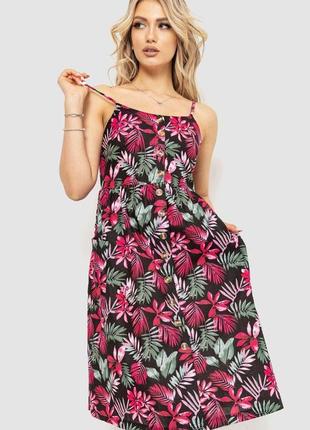 Стильное женское платье с принтом сезон лето-демисезон цвет чорно-розовый fg_00826