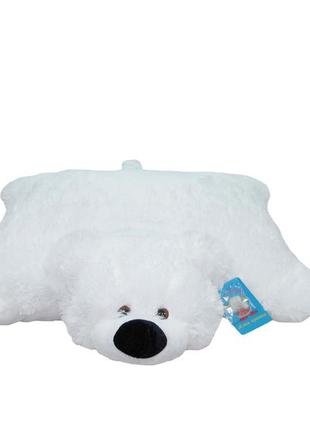 Подушка-іграшка аліна ведмедик 45 см біла2 фото