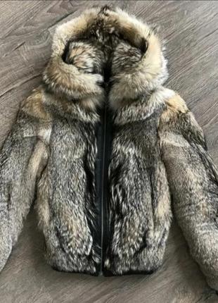 Куртка зимняя меховая мех волк волчий полу