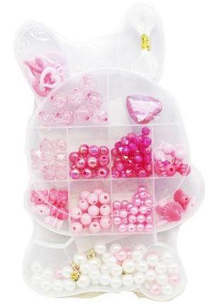 Набір бісеру "зайчик" + кулон, рожевий