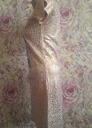 Летнее платье/футболка ed hardy с золотым леопардовым напылением и стразами4 фото