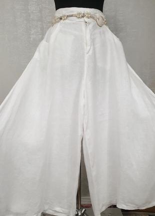 Италия льняная юбка-брюки3 фото