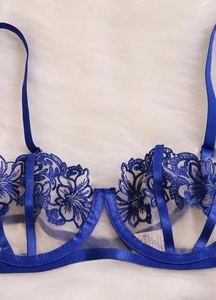 Кружевний комплект жіночої білизни балконет l синій (0011/3)9 фото