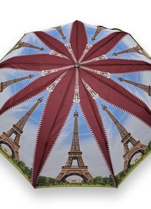 Зонтик полуавтомат с эйфелевой башней на 9 карбоновых спиц #035001/2
