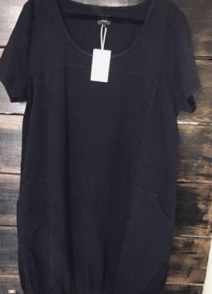 Новое чёрное из плотного хлопка свободное  платье 56-58 р1 фото