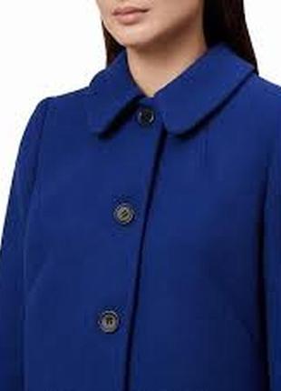 Брендовое синее демисезонное пальто полупальто с карманами marks&spencer этикетка1 фото