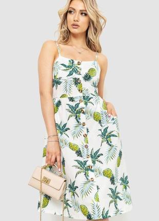 Удобное женское платье с принтом сезон лето-демисезон цвет молочный fg_00827