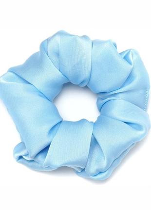 Резинка для волосся з шовкової тканини блакитна