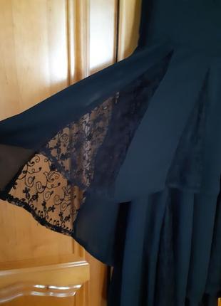 Чорна довга нарядна сукня з мереживом із сша7 фото