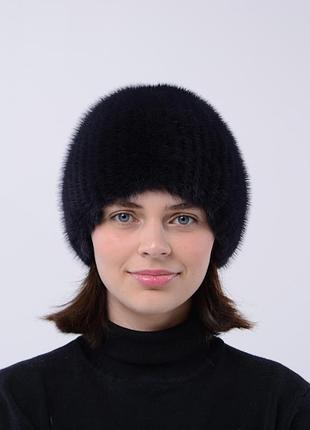 Женская бини шапка из натурального меха норки