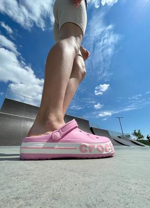 Тапочки кроксы crocs logo «pink’7 фото