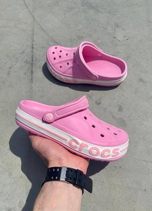 Тапочки кроксы crocs logo «pink’