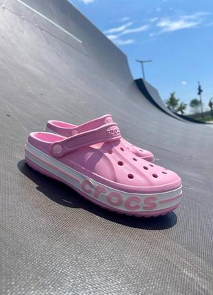 Тапочки кроксы crocs logo «pink’9 фото