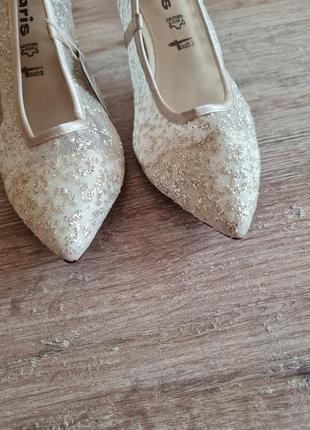 Туфлі білі нарядні tamaris весільні лодочки3 фото