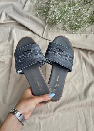 Шльопанці в стилі christian dior (22.5) slides ‘blue’