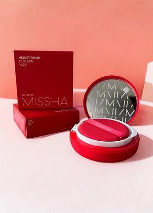 Тональний кушон з матовим фінішом missha velvet finish cushion spf 50