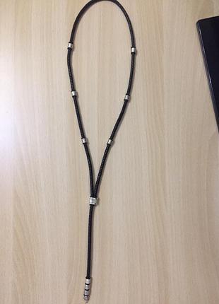 Розарий, мужской чокер, кожаный шнурок.