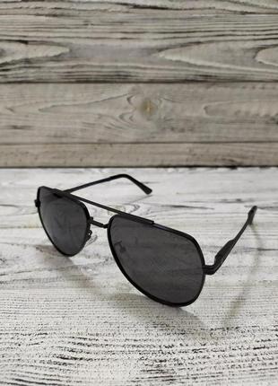 Мужские солнцезащитные очки черные, авиатор, с поляризацией в металлической оправе