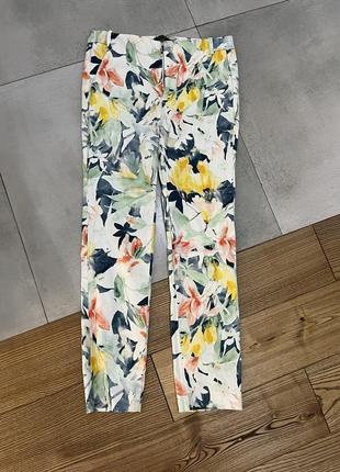 Джинсовые штаны цветочный принт