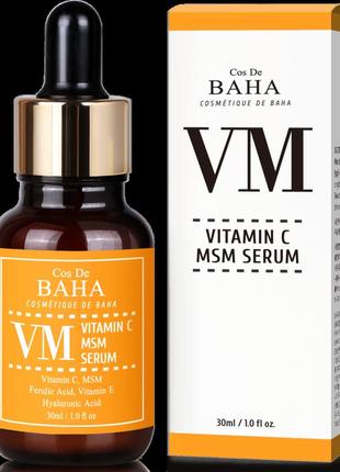 Сироватка з вітаміном c, ферулової кислотою, вітаміном е і msm cos de baha vitamin c facial serum with msm vm