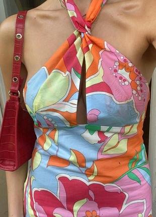 Платье летнее яркое платье цветочный принт сарафан7 фото