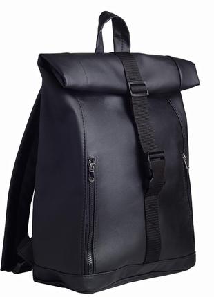 Дизайнерський жіночий рюкзак рол чорний2 фото