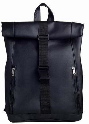 Дизайнерский женский рюкзак ролл черный3 фото