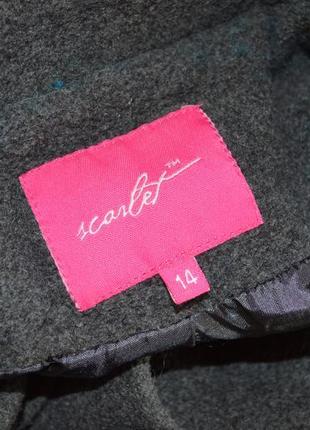 Брендовое серое шерстяное демисезонное пальто с поясом и карманами scarlet4 фото