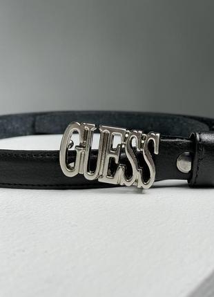 Жіночий ремінь гесс чорний пояс guess leather belt белый / silver text