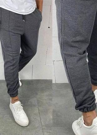Брюки мужские штаны джогеры повседневные спортивные базовые черные серые графит легкие на лето летние батал2 фото