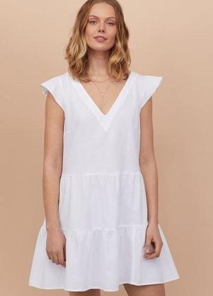 Белое свободное платье белый сарафан свободного кроя