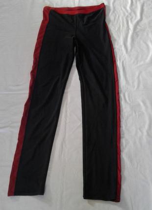 Черные брюки ,штаны ,лосины стрейчевые эластик прямые с красными лампасами батал3 фото