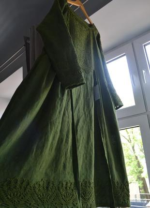 Дизайнерское платье в стиле бохо  "сила зелени"1 фото