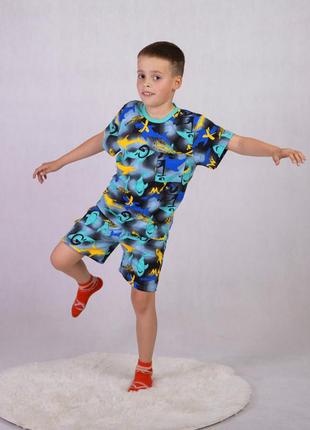Пижама для мальчика шорты и футболка летняя мятный 36-42р.