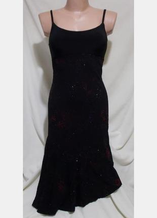 Роскошное коктейльное платье черное асимметричное узор 46р1 фото
