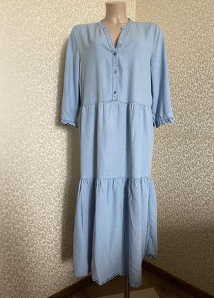 Блакитна ярусна сукня,плаття з ліоцелу noisy may4 фото