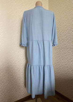 Блакитна ярусна сукня,плаття з ліоцелу noisy may3 фото