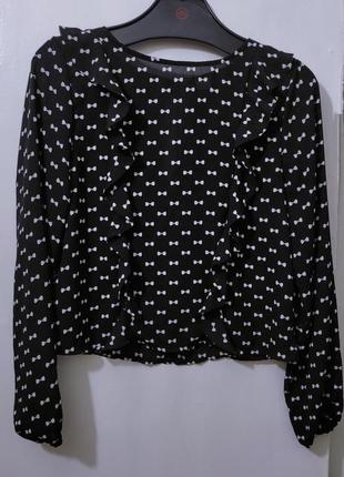 Блуза h&amp;m черная с бантиками1 фото