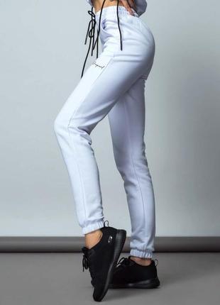 S женские штаны джоггеры спортивные signature white3 фото