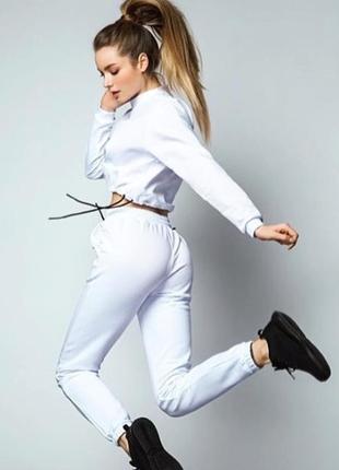 S женские штаны джоггеры спортивные signature white10 фото