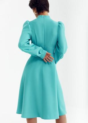 Платье из костюмной ткани миди бирюзовое3 фото