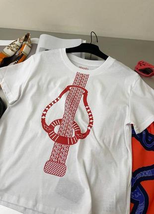 Футболка в стилі hermes біла котон