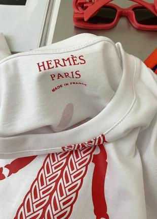 Футболка в стиле hermes белая коттон2 фото