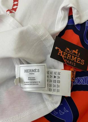 Футболка в стиле hermes белая коттон4 фото