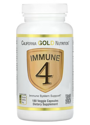 California gold nutrition, immune 4, средство для укрепления иммунитета, 180 растительных капсул